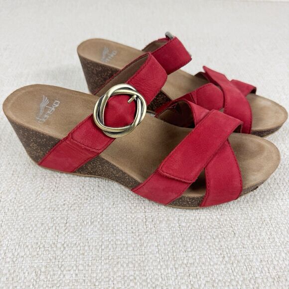 Dansko Susie Slip On Wedge Platform Red Slide Sandals Red EU 39/ US 8.5-9 - Picture 1 of 15